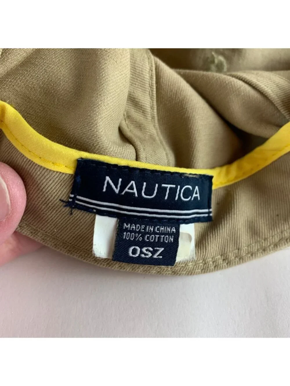 Nautica Mens Beige Relaxed Fit Strapback Adjustable Hat